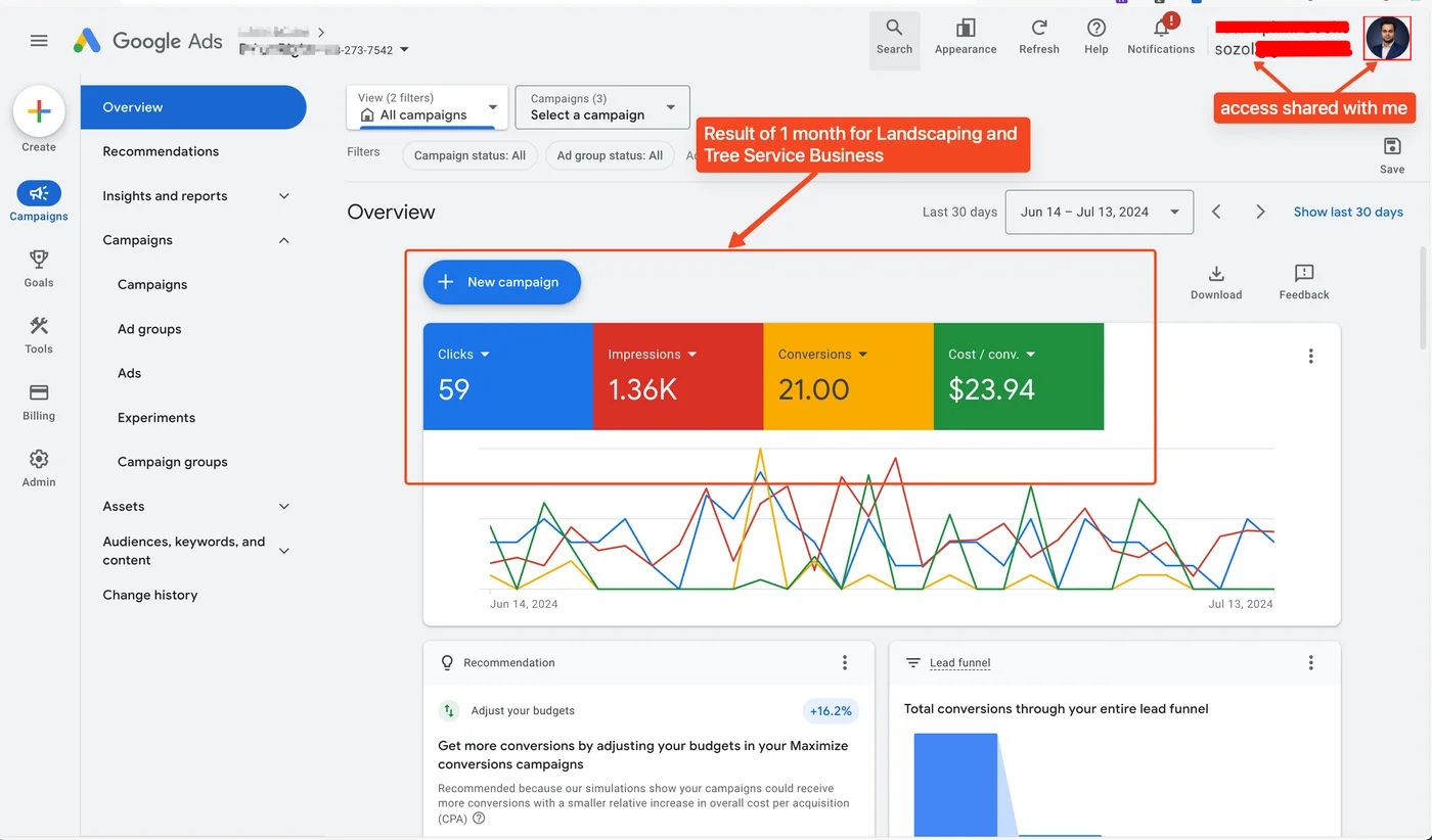 Landscaping – Google Ads Campaign